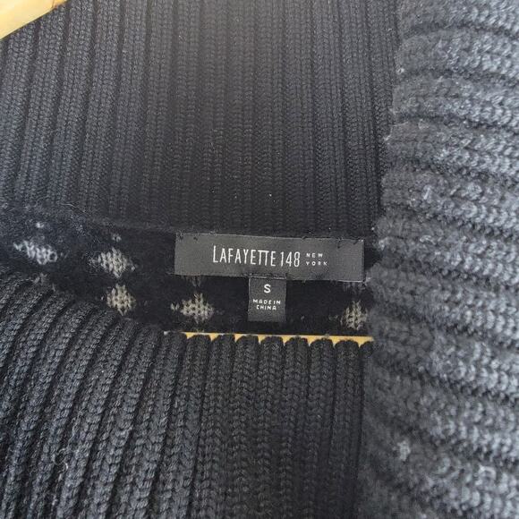 Lafayette 148 Cowl Neck Long Sleeve Wool Sweater Black Gray Size S - Picture 4 of 5